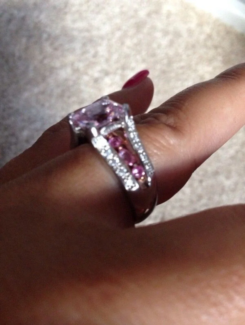 Victoria Wieck Pink Sapphire & Absolute Diamond Simulants Sterling Silver Sz 6!